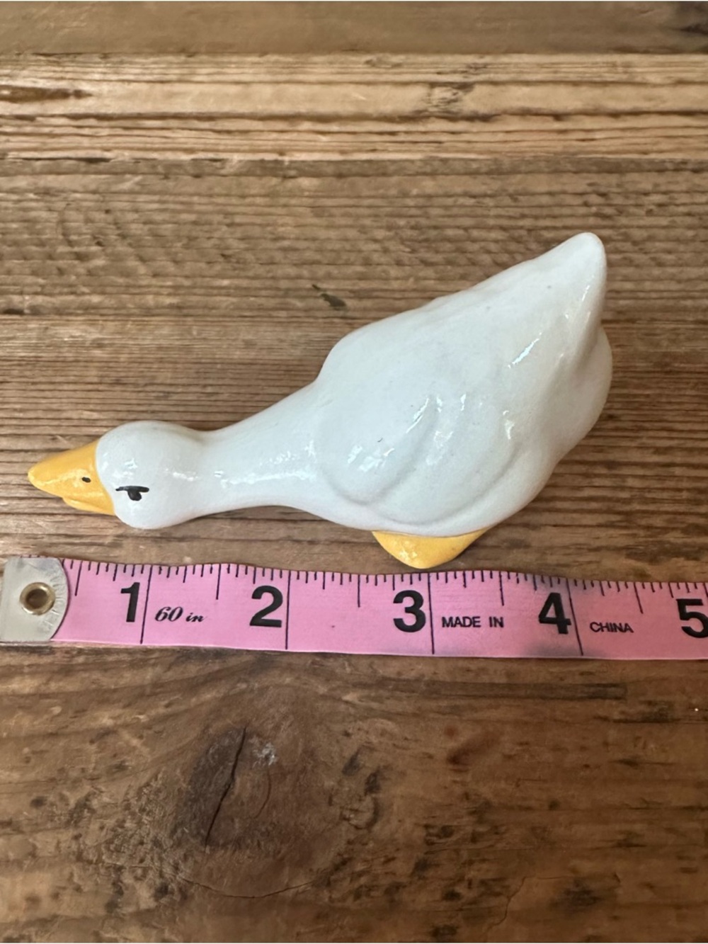 Vintage White Ceramic Goose Planter & Mini Duck Figurine Set Farmhouse Decor - Picture 10 of 11